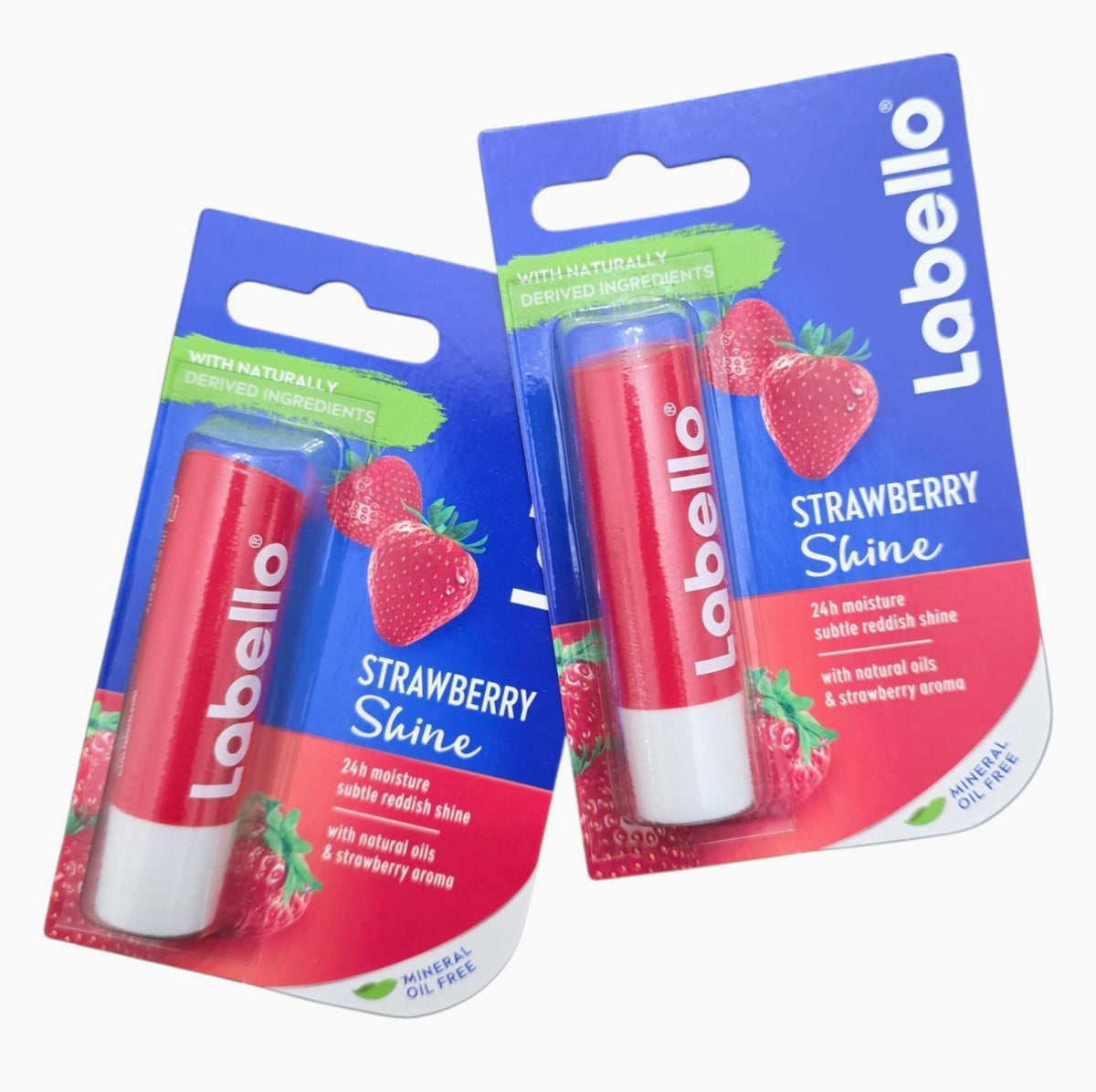 Labello Strawberry Shine Lip Balm 2 Pack - Moisturizing & Reddish Shine