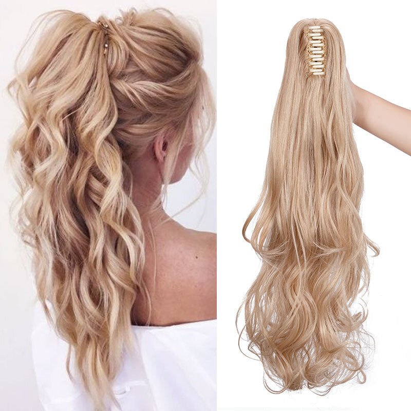 26-Inch Real Human Hair Ponytail Extension with Claw Clip - Thick Hairpiece