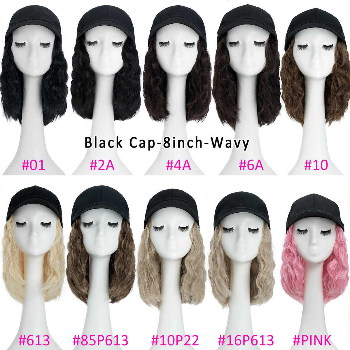 Women Wavy Wig Baseball Cap with Synthetic Hair Adjustable Dad Hat Natural Look