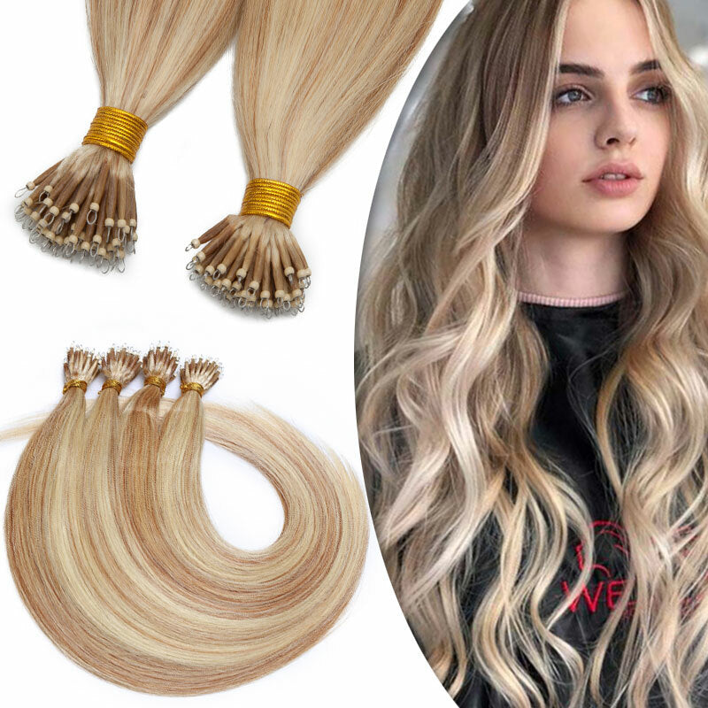 Nano Loop Human Hair Extensions Micro Beads Thick Real Remy Hair 16-22in
