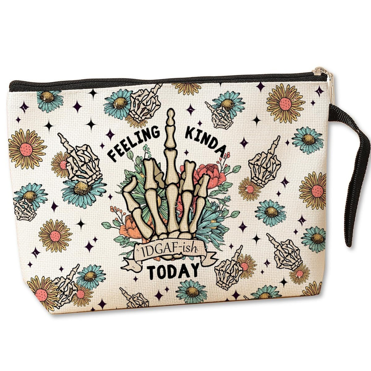 Funny Skeleton Makeup Bag Skull Gift for Women Travel Toiletry Organizer