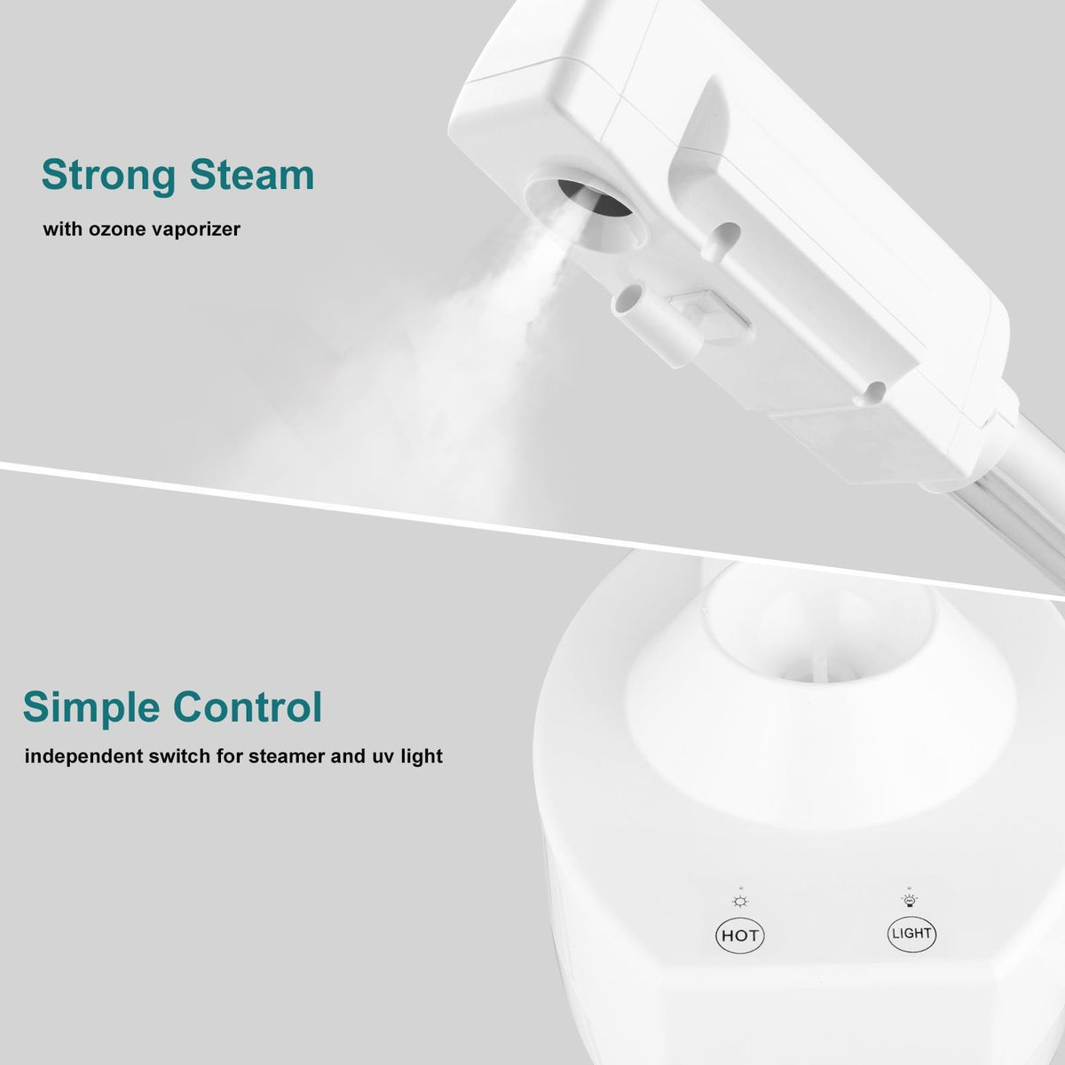 Professional Facial Steamer with Magnifying Lamp - 2-in-1 Ozone Hot Mist