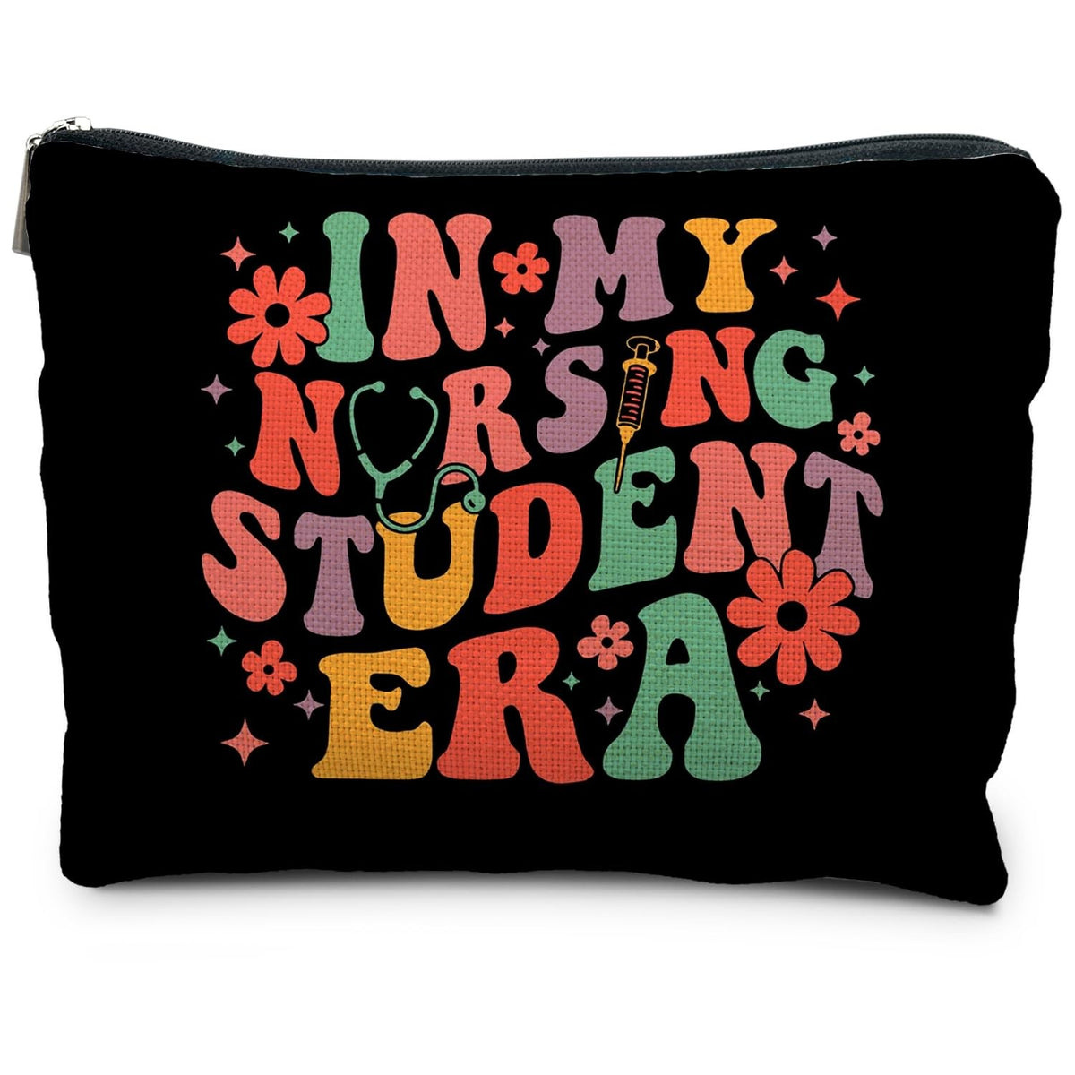 Nursing Student Makeup Bag - Waterproof Linen Cosmetic Pouch with Zipper