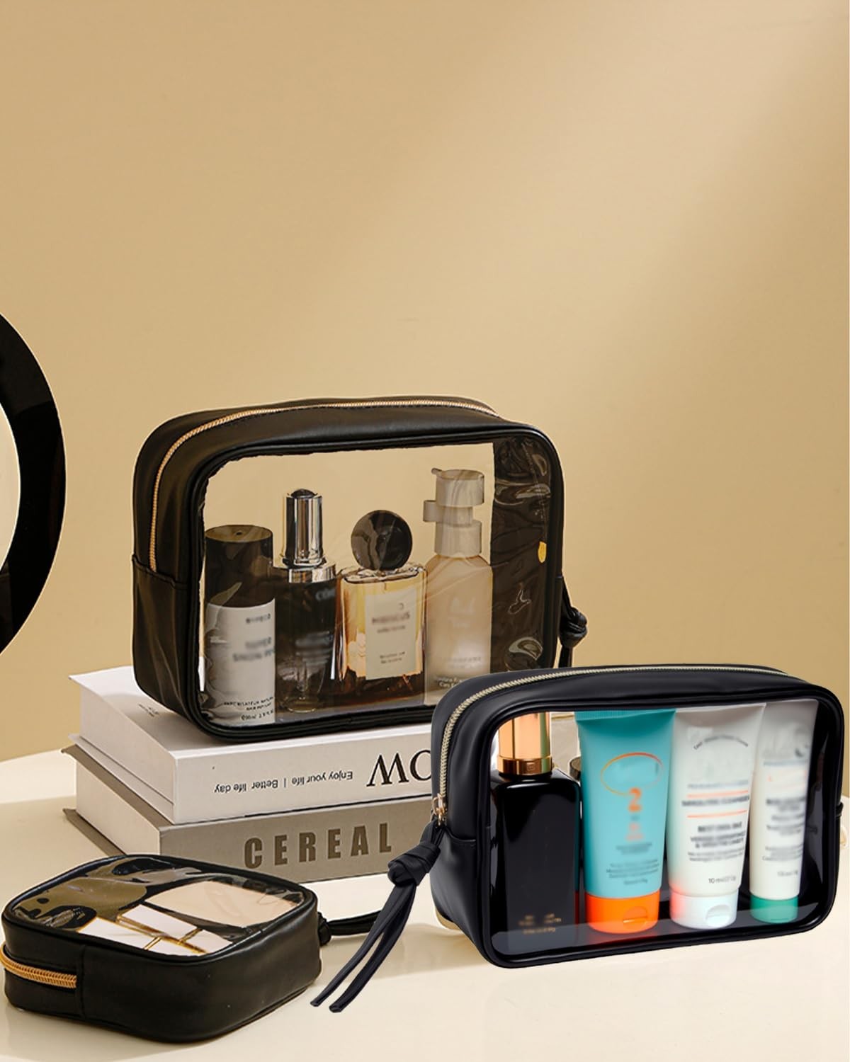 Transparent Travel Makeup Bag Set for Women - Waterproof & TSA Approved