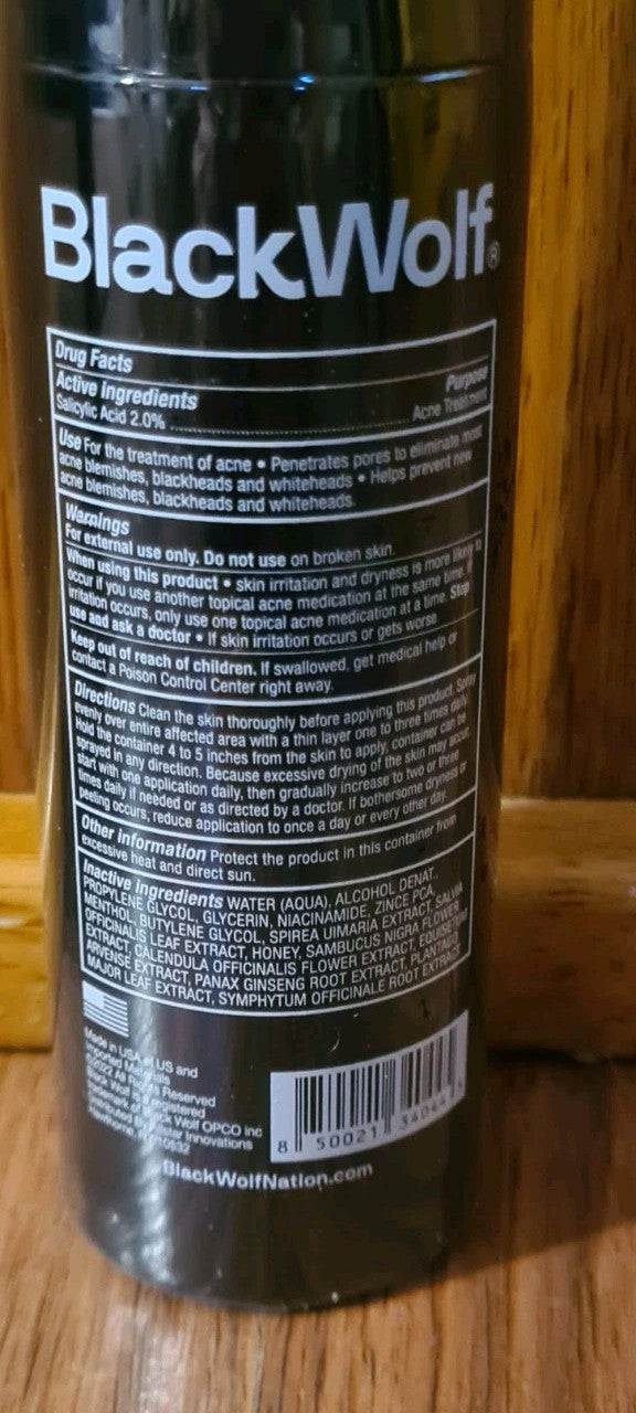 BlackWolf Body Acne Spray - 4 Fl Oz Acne Treatment for Clear Skin