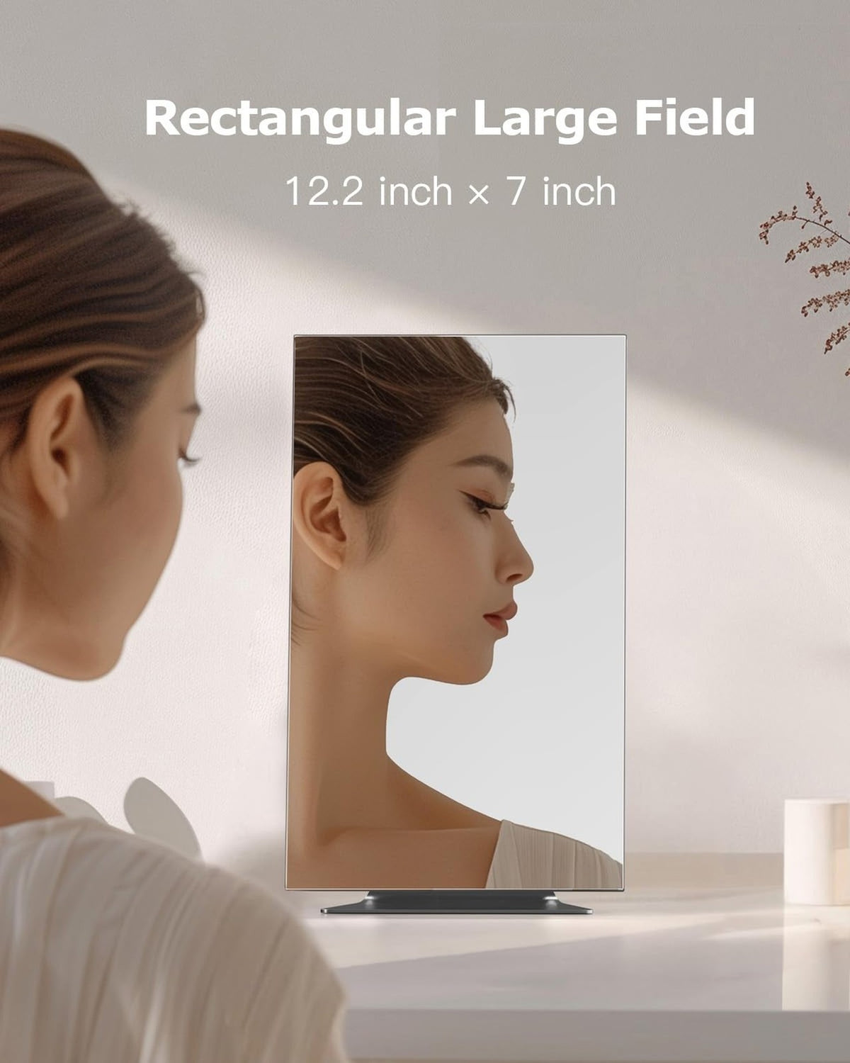 Rectangular Free-Standing Makeup Mirror with Adjustable Tilt - Frameless Vanity Mirror