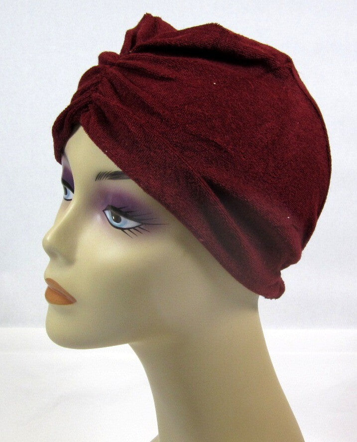 LOT OF 1, 2, 6, 12---BLACK TERRY TURBAN CHEMO CANCER HAT ONE