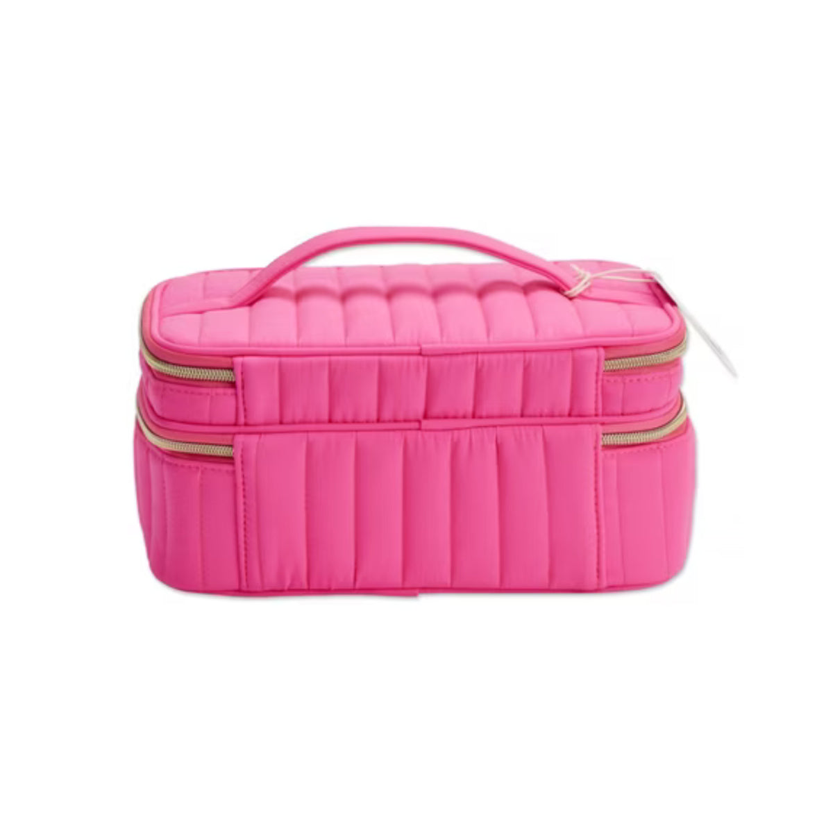 Pink Travel Cosmetic Train Case with Mirror & Brush Organizer