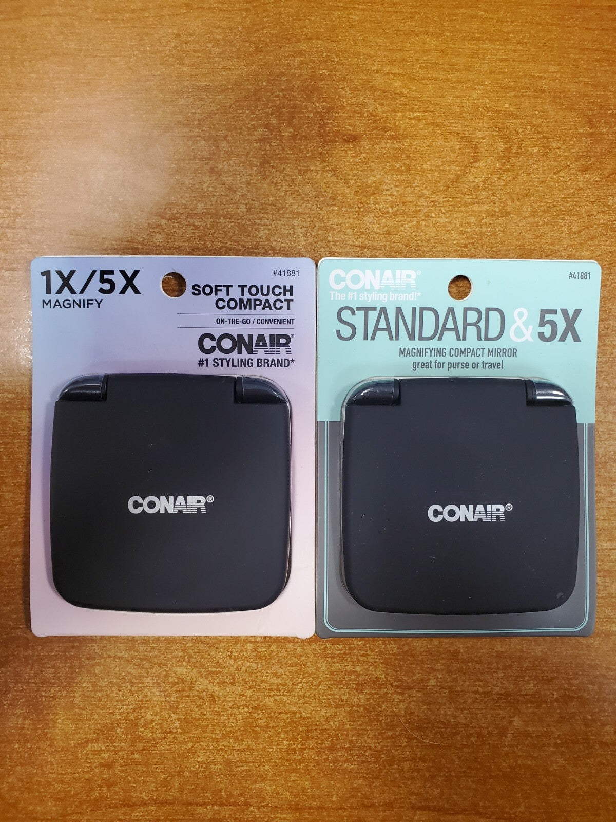 Conair 2-Pack Pocket Mirror with 1x & 5x Magnification - Portable Compact Touch-Up Mirrors