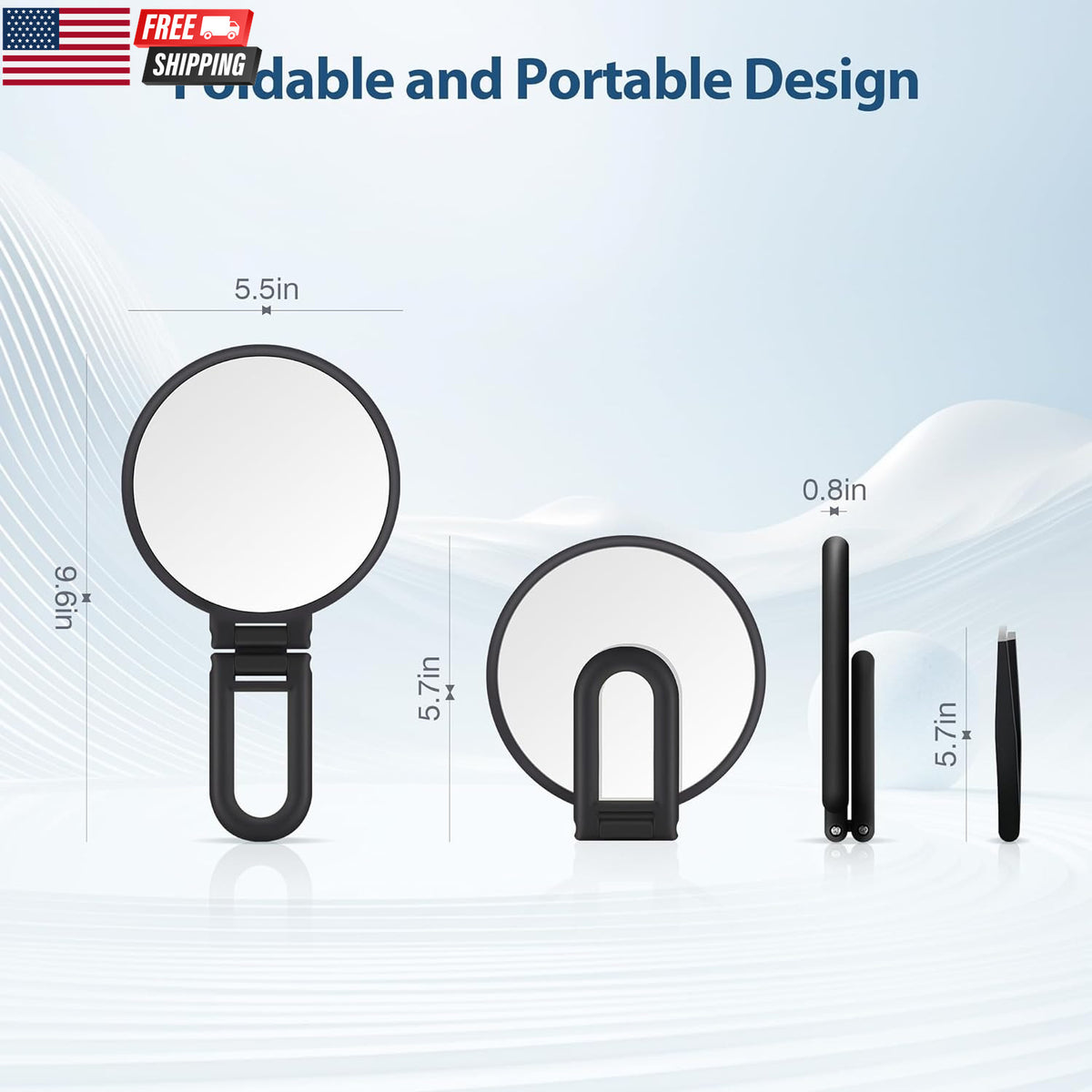 30X Magnifying Hand Mirror with 1X/30X Dual Sides – Portable Foldable Makeup Mirror