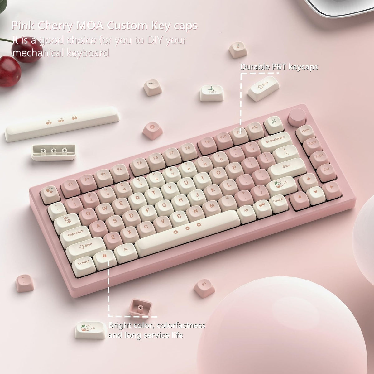 Pink Keycap Set for Mechanical Keyboard - PBT Dye-Sublimation Custom Keycaps