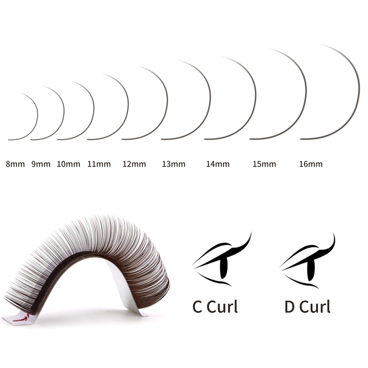 Colored Lash Extensions 8-16mm Dark Brown D Curl 0.05 Thickness for Eyelash Extension