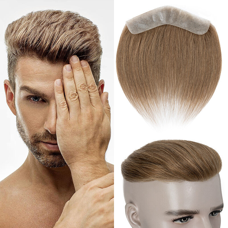 Men's Receding Hairline Toupee with Human Hair & Skin PU Base