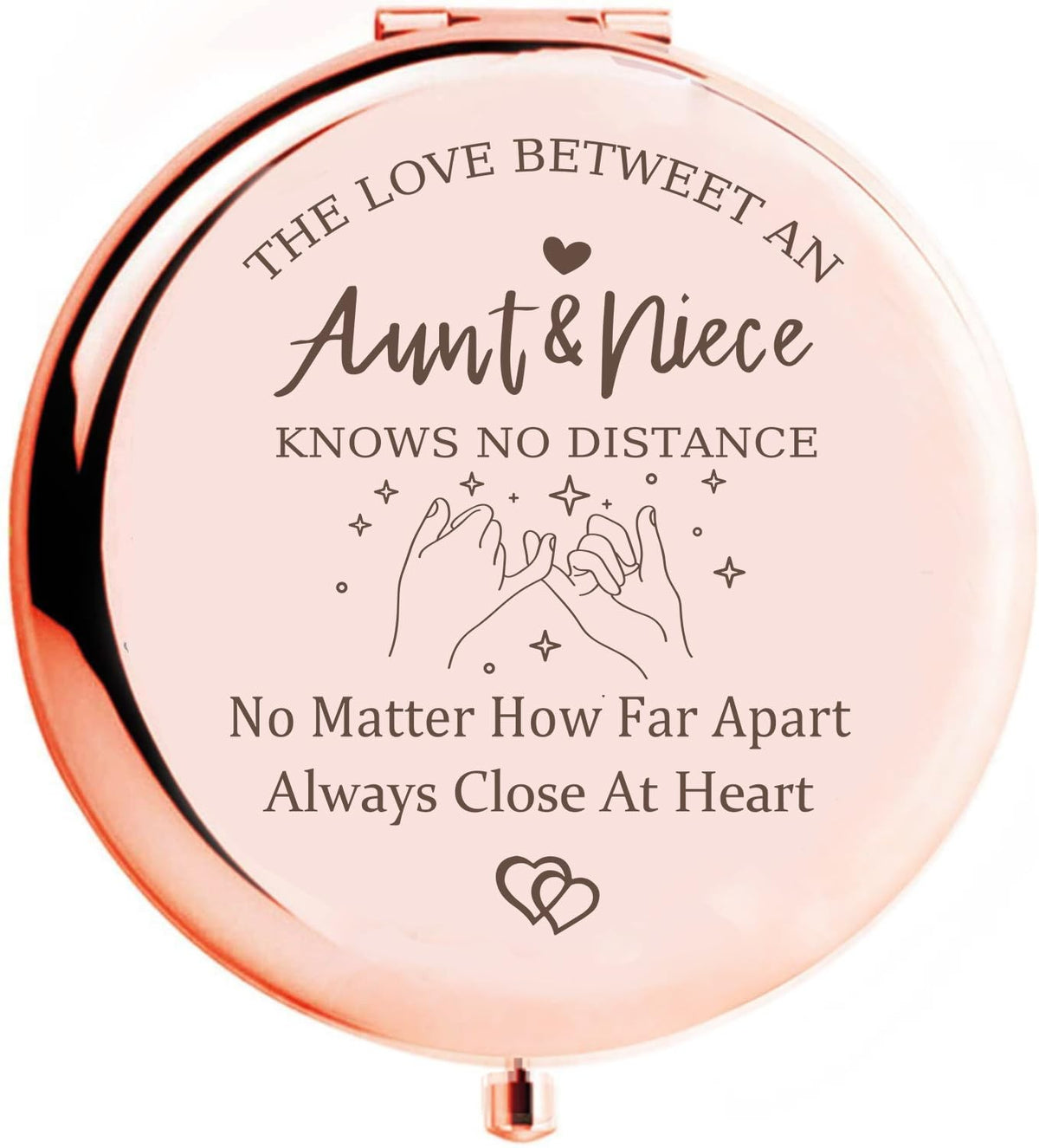 Personalized Compact Mirror for Aunt & Niece - Heartfelt Gift, Dual Magnification