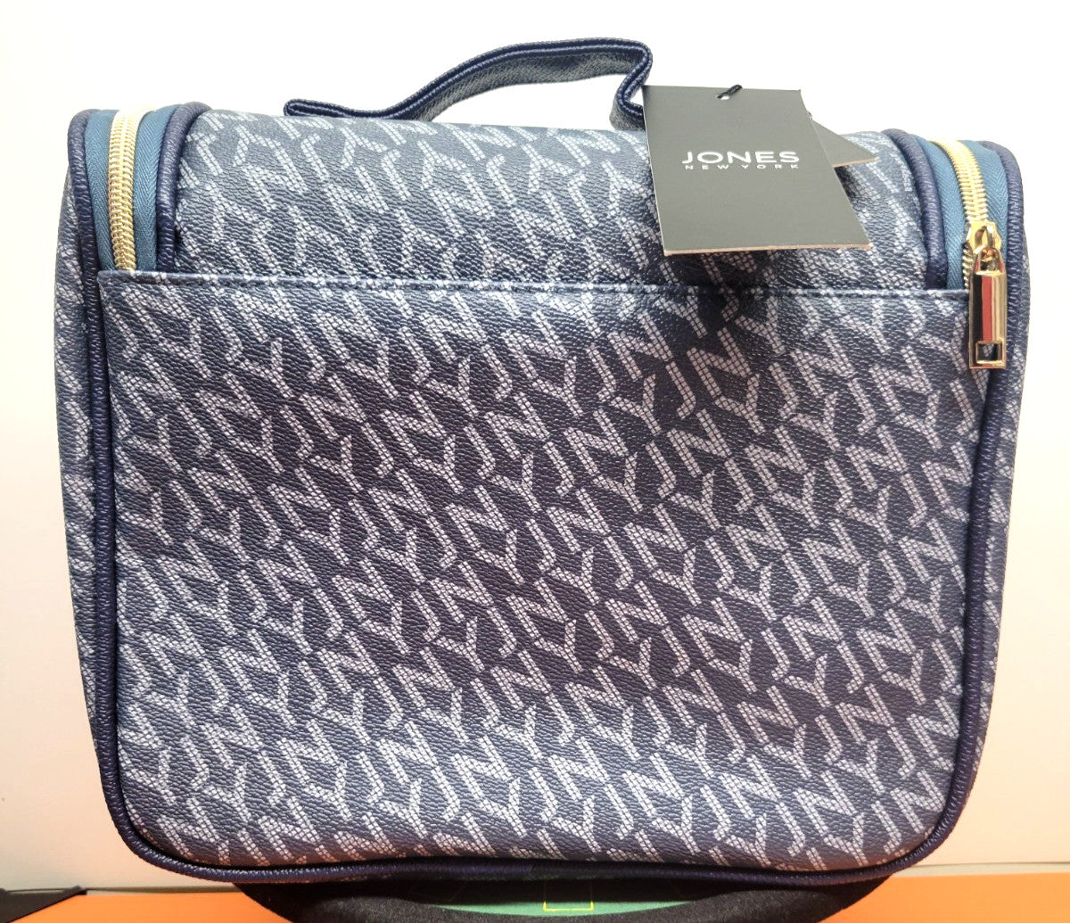 Travel Cosmetic Bag with Bottles & Hanger - Blue & Gray