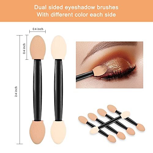 Disposable Eyeshadow Applicators 50 Pack Foam Makeup Brushes Dual Sided