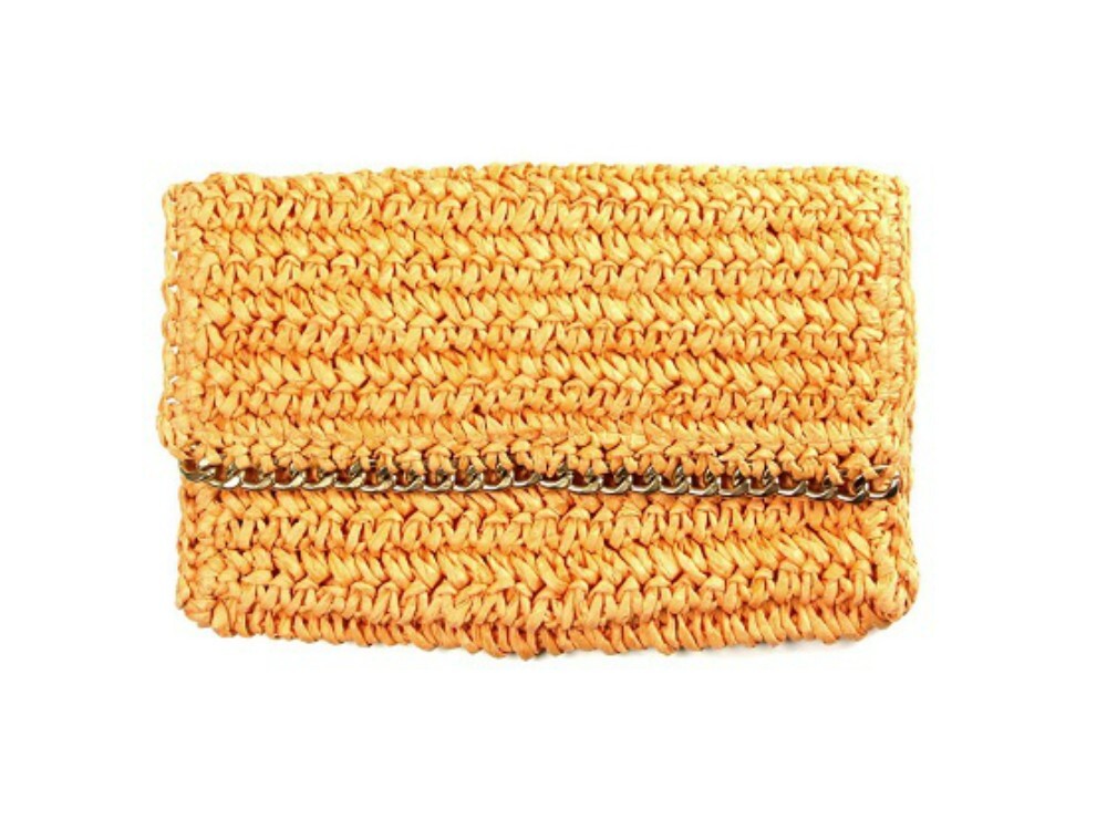 10x6 Inch Woven Straw Clutch Bag with Zipper and Magnetic Closure
