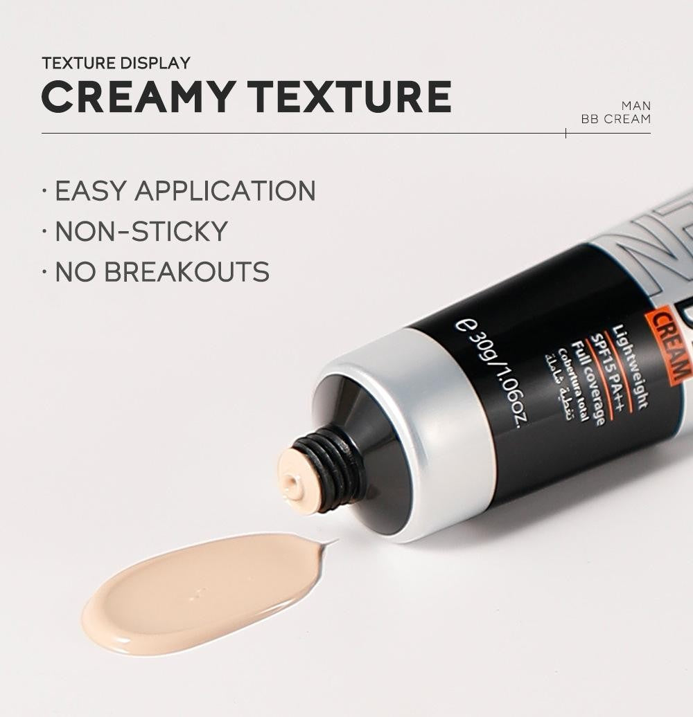 Men's Full Coverage Waterproof BB Cream Concealer with SPF 15 - Natural Tone