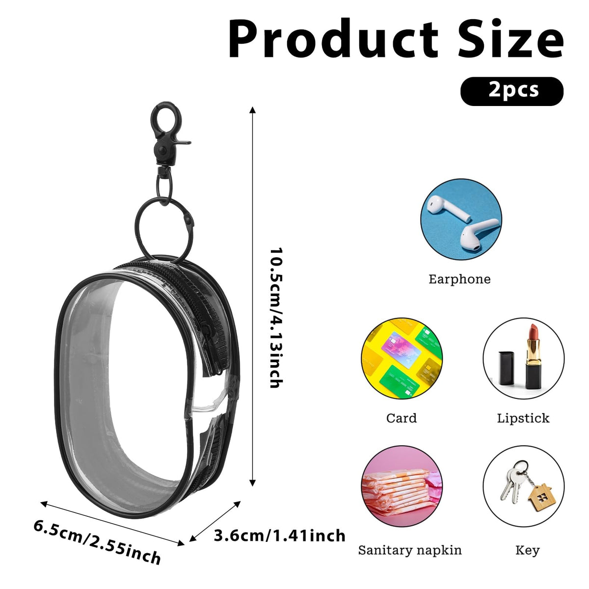 Small Clear Makeup Bag with Zipper - 2 Pack, Travel Cosmetic Organizer