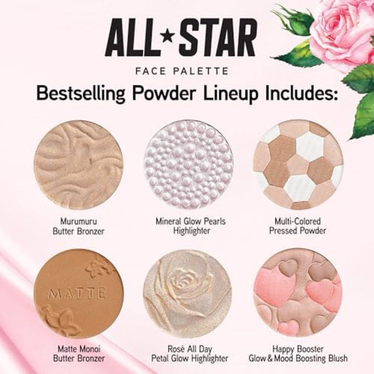 All-in-One Face Palette with Bronzer, Blush & Highlighter - Hypoallergenic Makeup