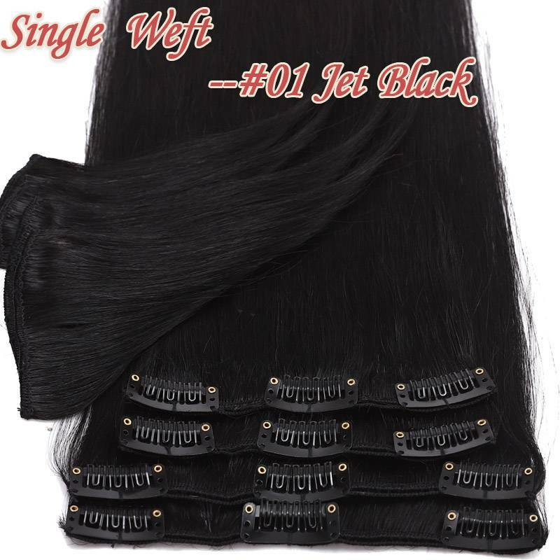 Thick Full Head Clip-In Hair Extensions 100% Human Remy Double Weft 20-22 Inches