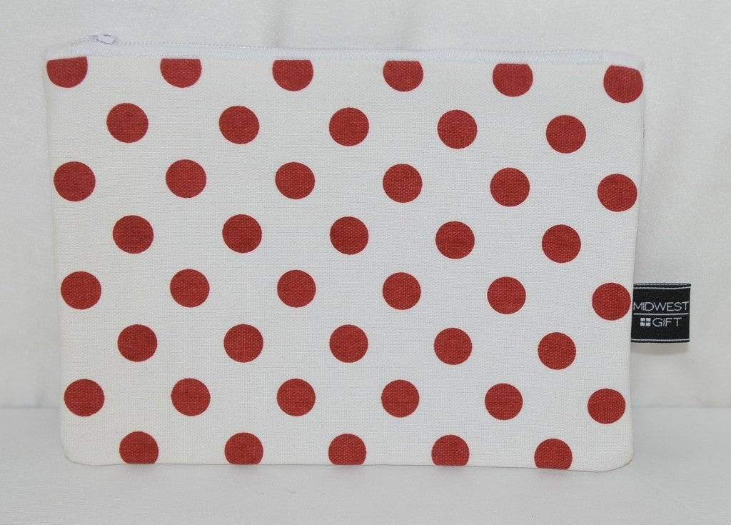 Cosmetic Bag Set - 3 Piece Red & White Canvas Zip-Up Travel Makeup Bags