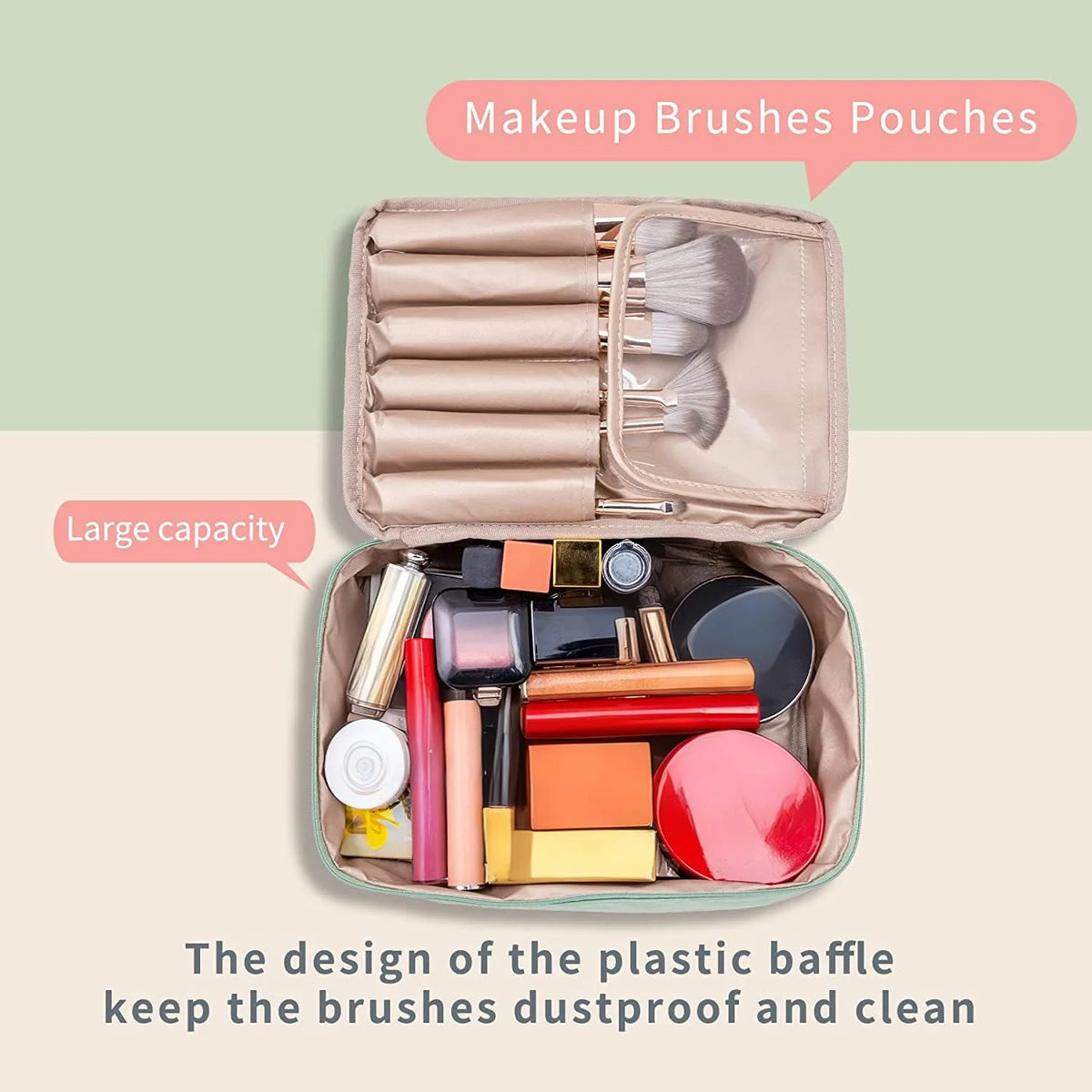 Travel Makeup Bag Cosmetic Organizer with Compartments for Women and Men