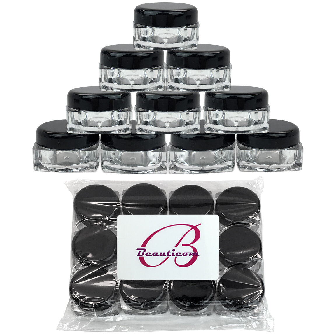 Reusable 5G/5ML Square Clear Jars with Lids for Cosmetics & Lip Balm
