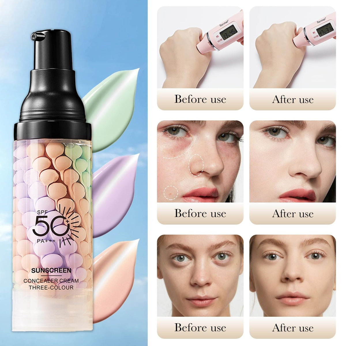 3-in-1 Face Primer with SPF 50 - Hydrating Sunscreen & Makeup Base