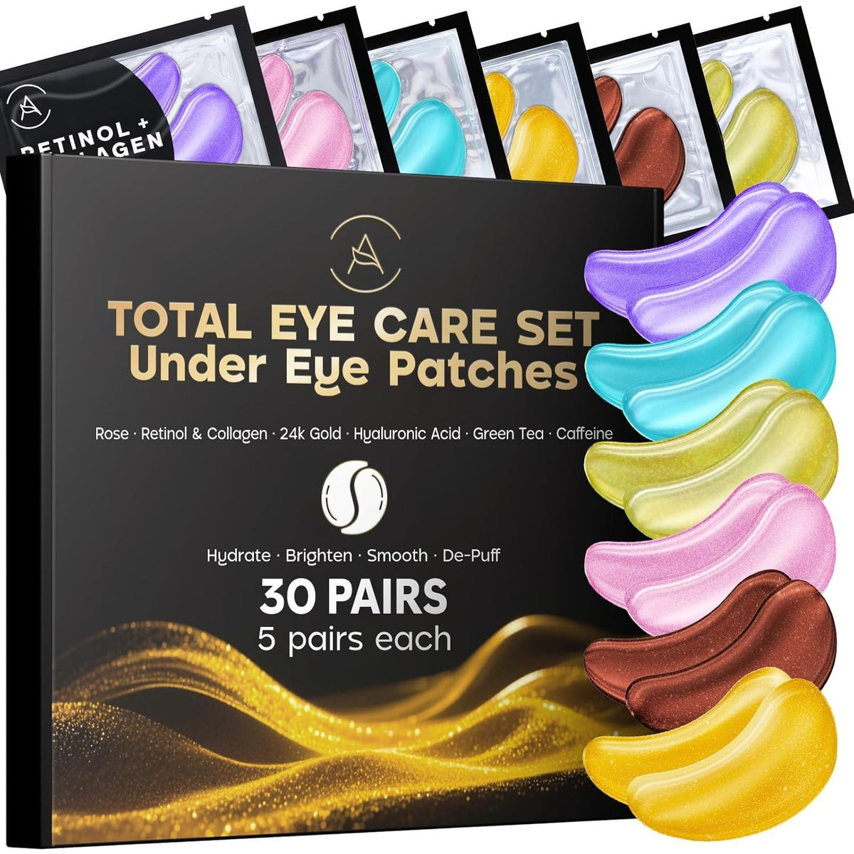 Variety Pack Under Eye Masks for Dark Circles & Puffiness - 30 Pairs