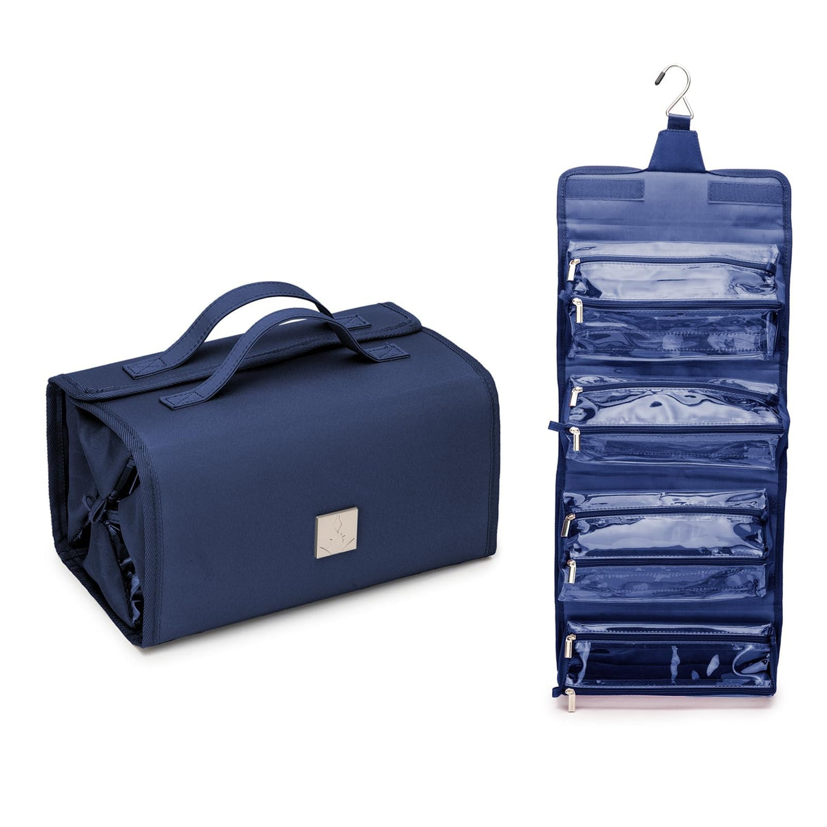 Travel Makeup Bag with Clear TSA Approved Pouches & Hanging Organizer
