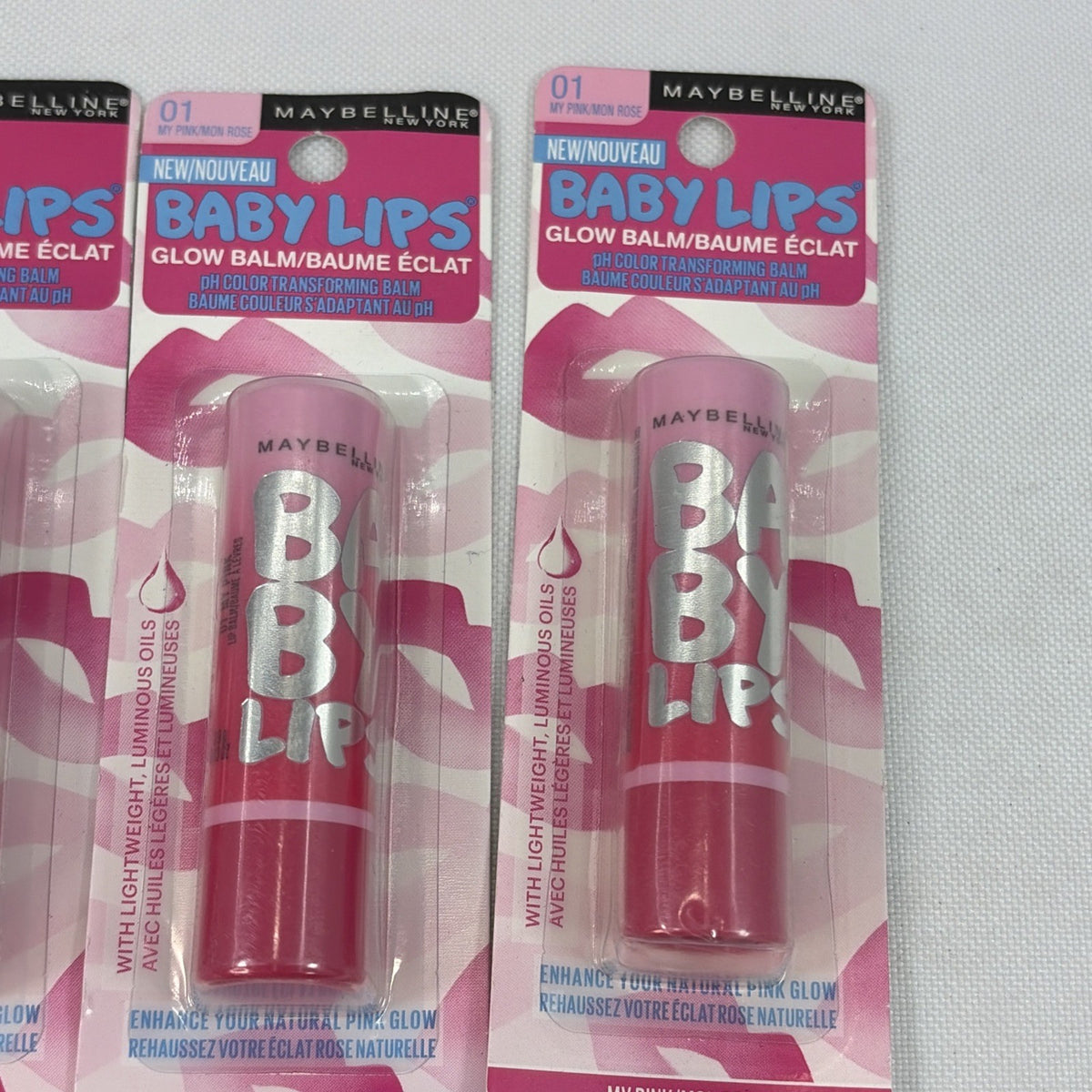 Set of 7 Moisturizing Lip Balms - Maybelline Baby Lips My Pink #01