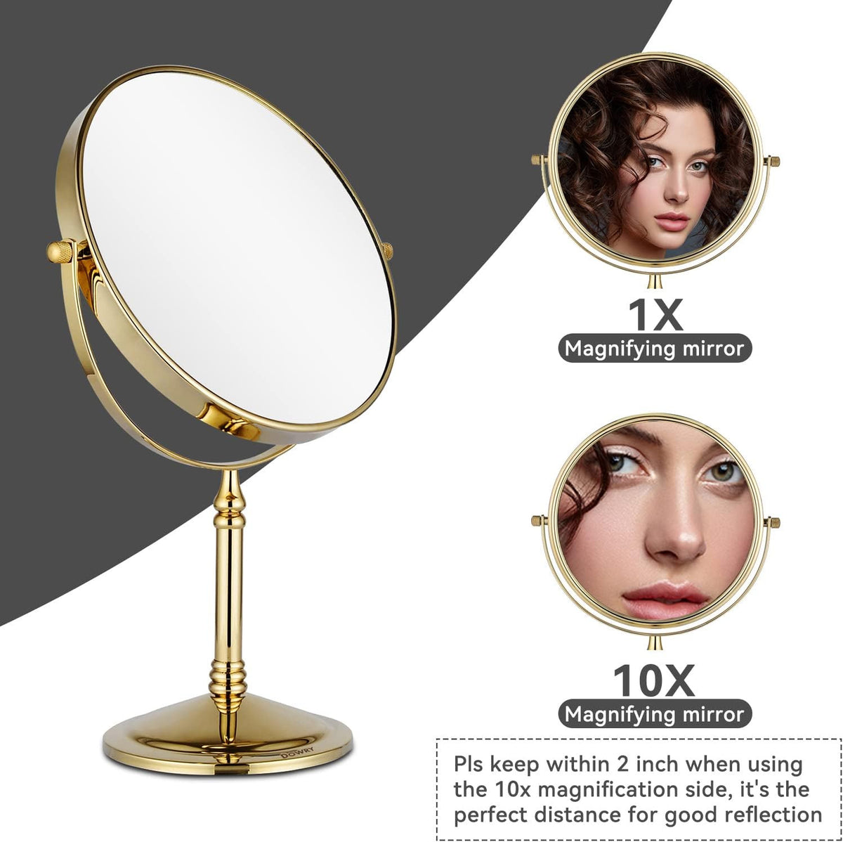Makeup Mirror 10x Magnification Tabletop Two-Sided Vanity Mirror