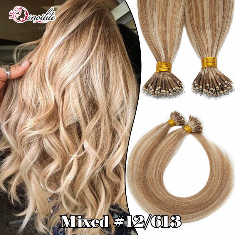 Human Remy Hair Extensions Micro Loop Nano Ring Full Head Salon Use