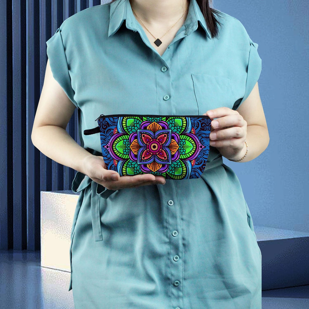 Mandala Flowers Cute Small Makeup Bag - Multicolor Travel Organizer