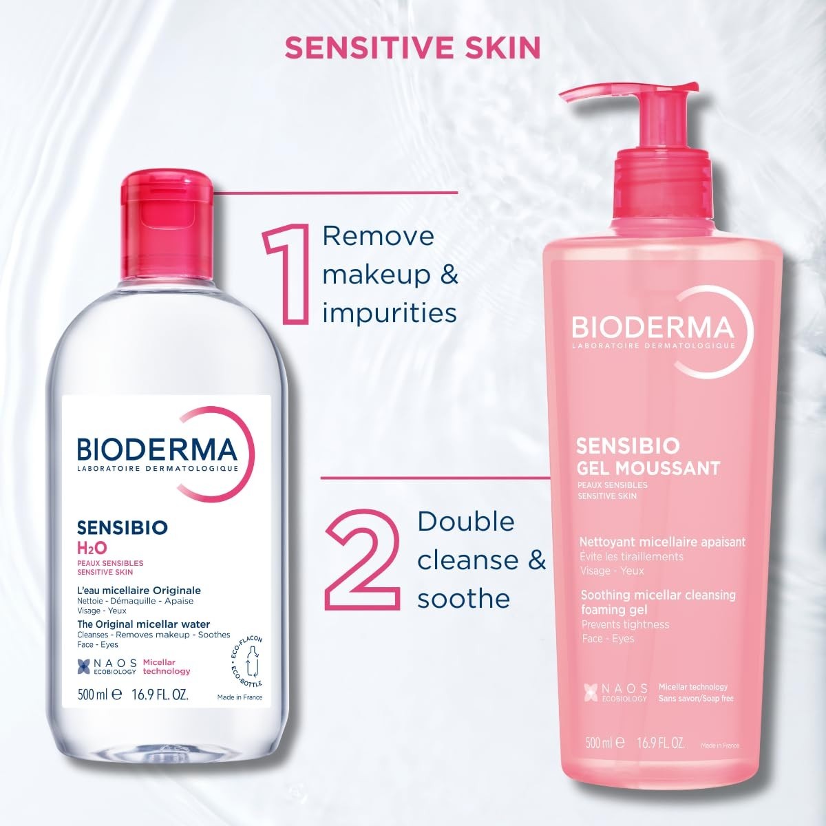Gentle Foaming Facial Cleanser for Sensitive Skin - Makeup Remover & Hydrating