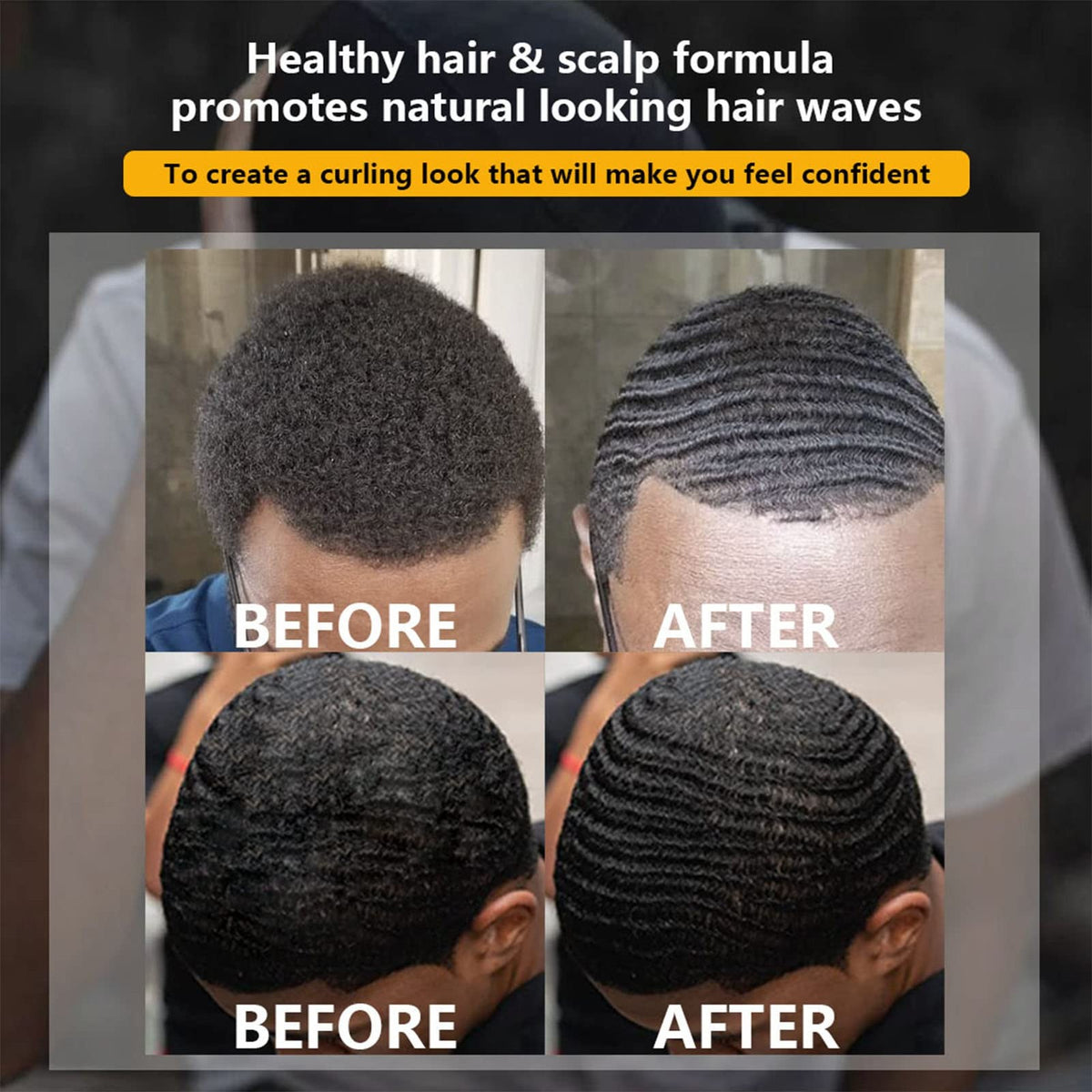 Men's Strong Hold Wave Pomade Kit for 360 Waves Natural Hair Control