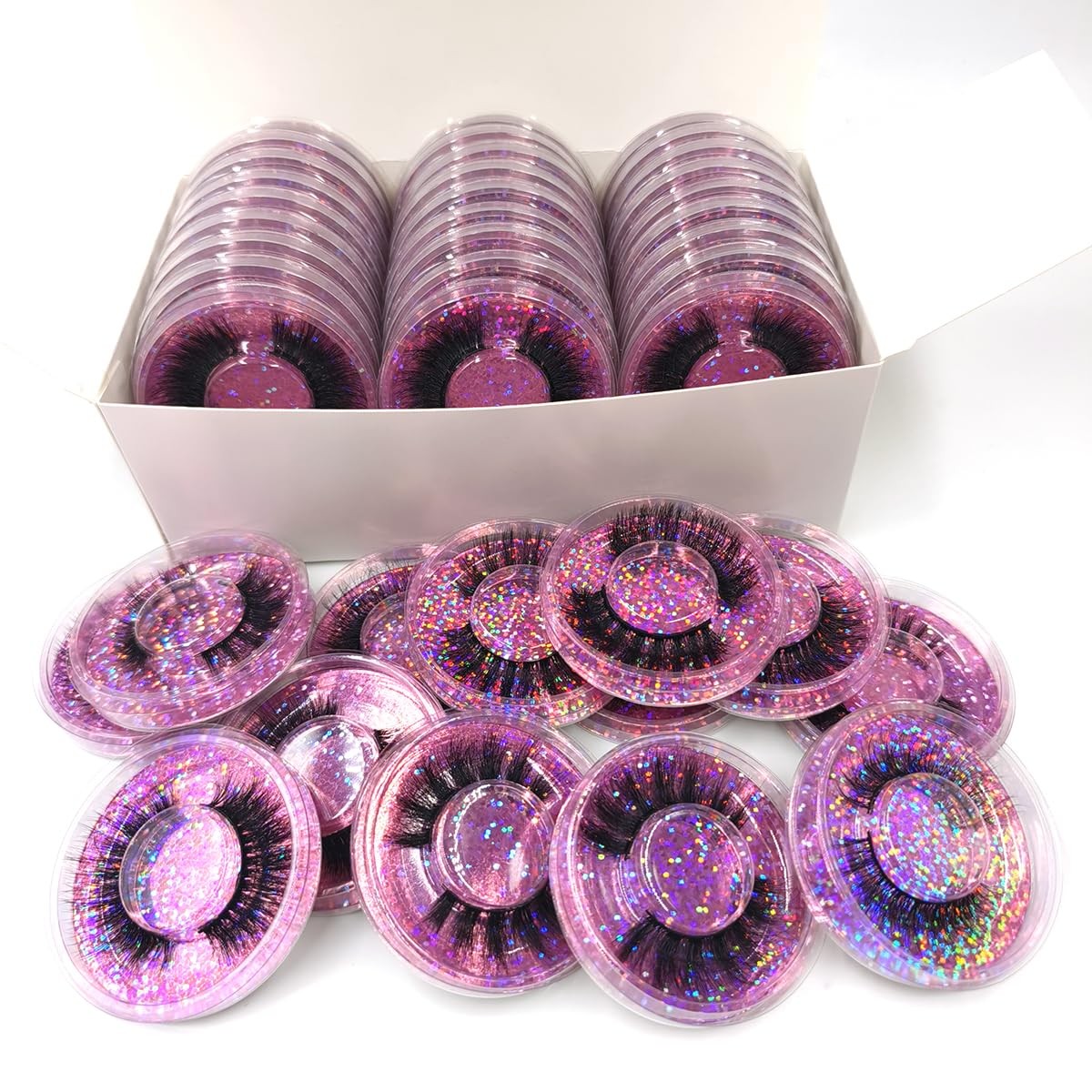 False Eyelashes Pack of 30 Natural Look Reusable Faux Mink Style Purple