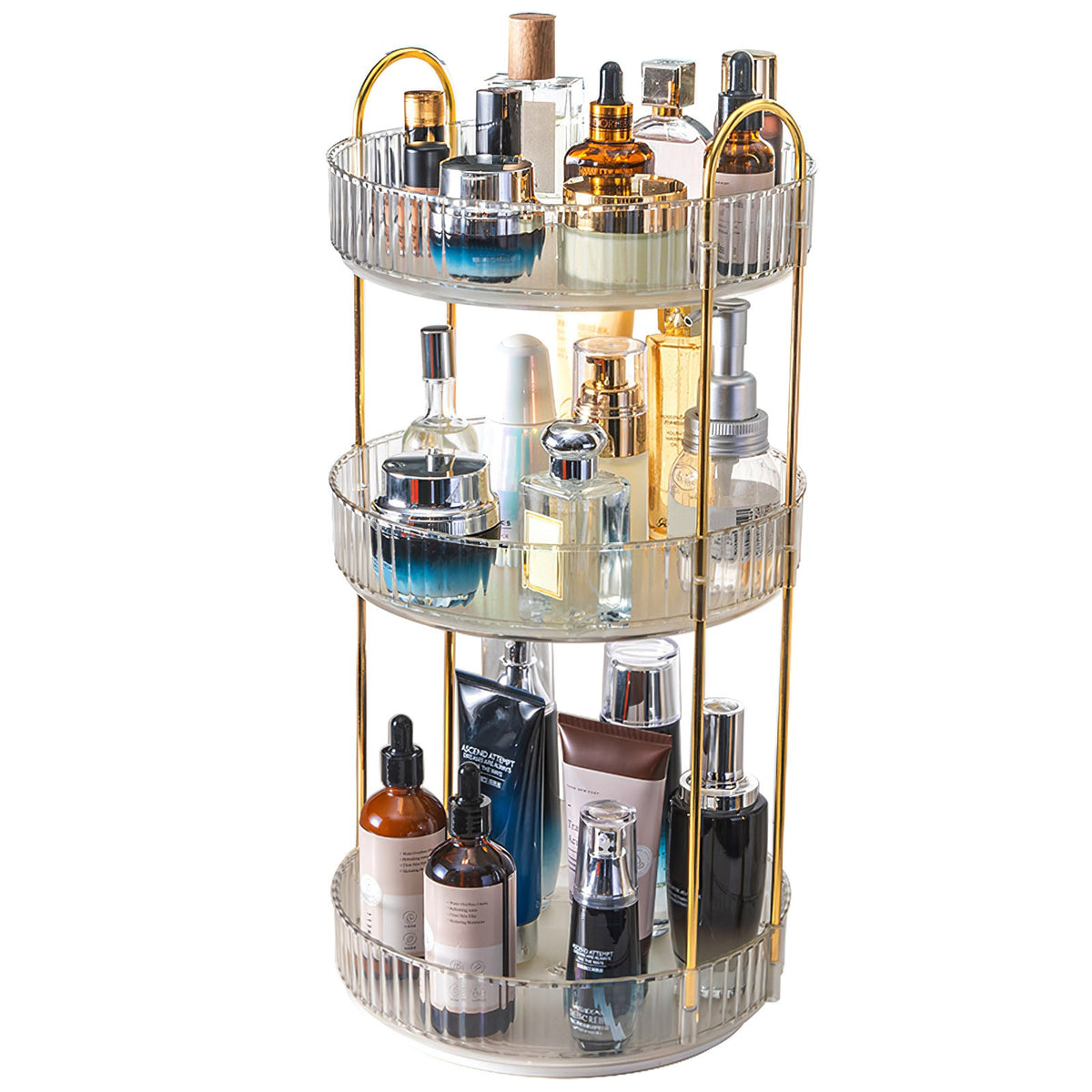 360 Degree Rotating Makeup Organizer Shelf, 3-Tier Lazy Susan Cosmetic Storage