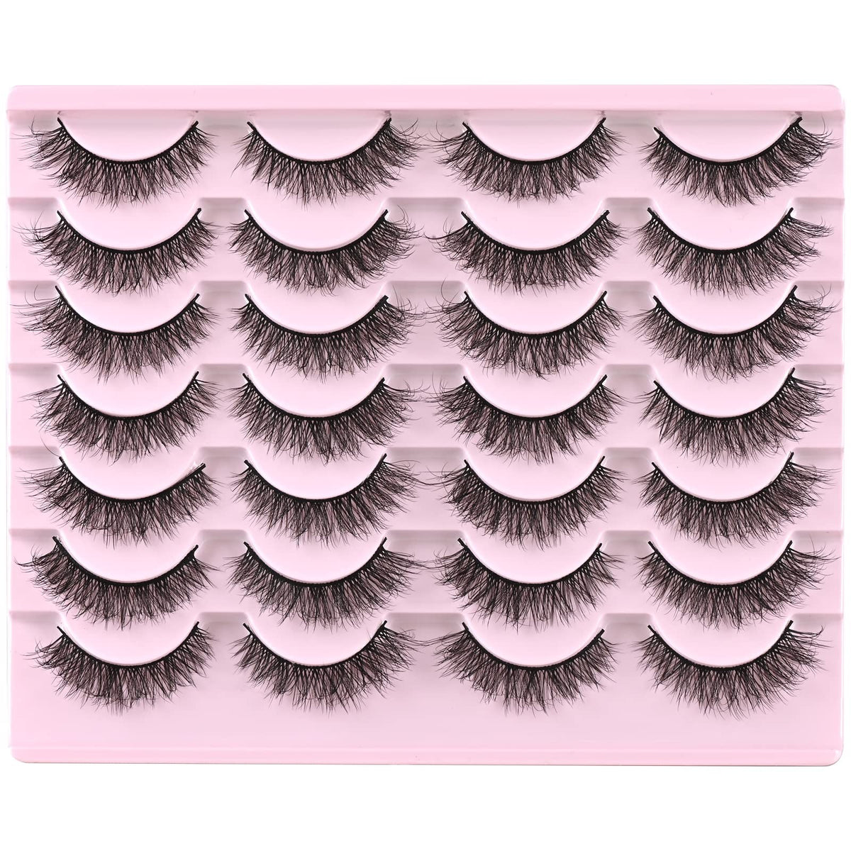 Short Wispy False Eyelashes 14 Pairs - Natural Look & Reusable