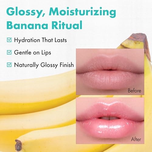 Moisturizing Lip Oil with Banana Extract - Clear Glossy Finish, 0.15 Fl Oz