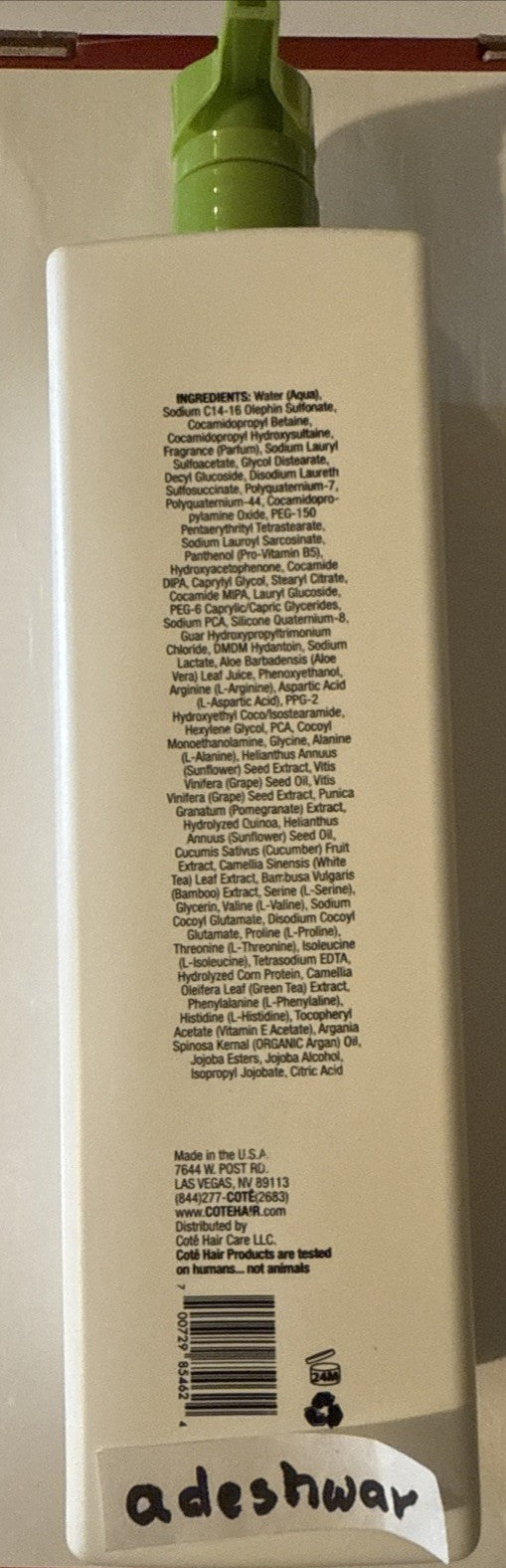 Cote CH Hair Hybrid Vegan Shampoo 1000ML - Sulfate & Paraben Free, Made in USA