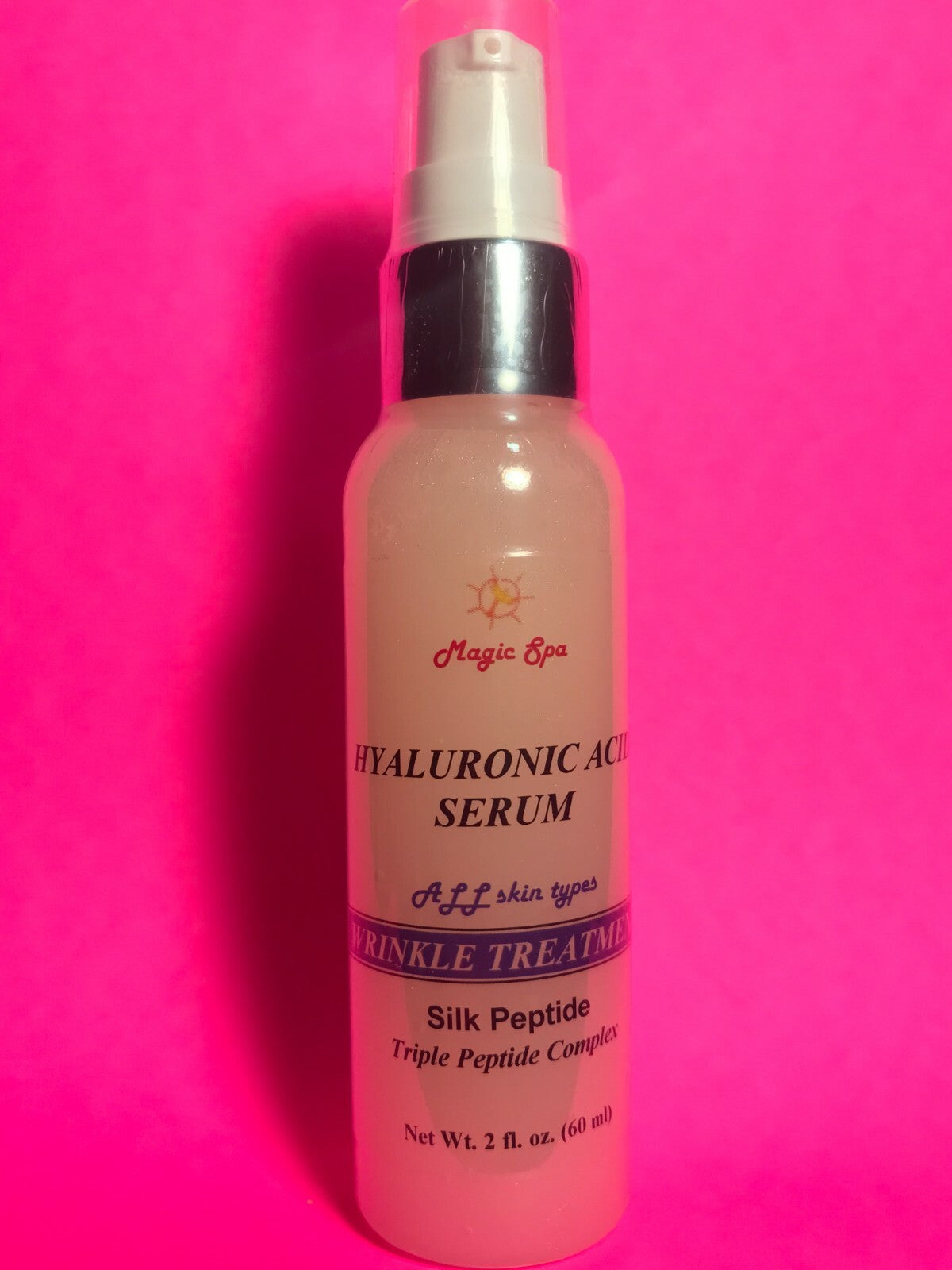 2oz Pure Hyaluronic Acid Serum LMW Silk Peptide Anti-Aging Cream