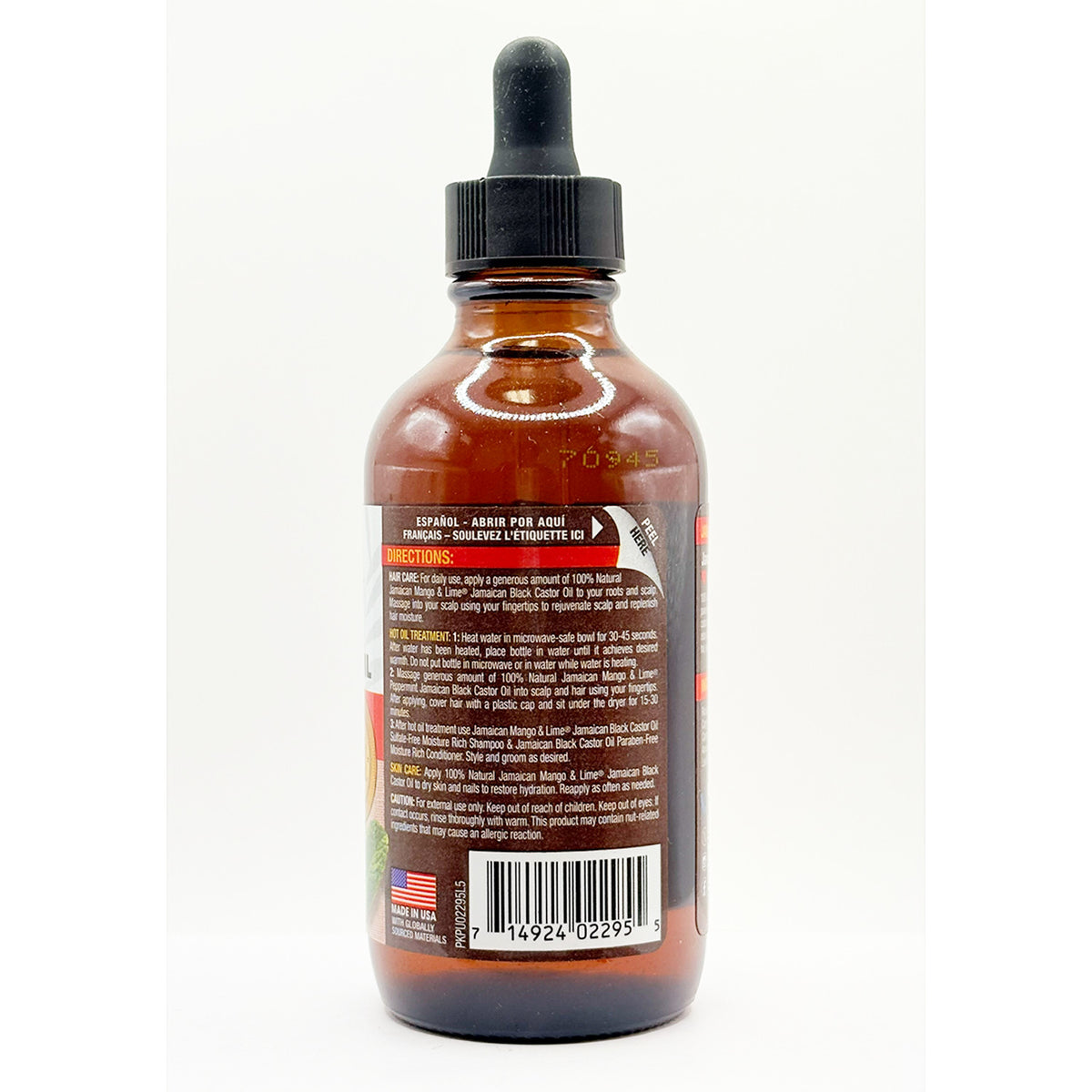 Black Castor Oil with Peppermint Oil for Hair & Skin - 4oz - Natural Moisturizer