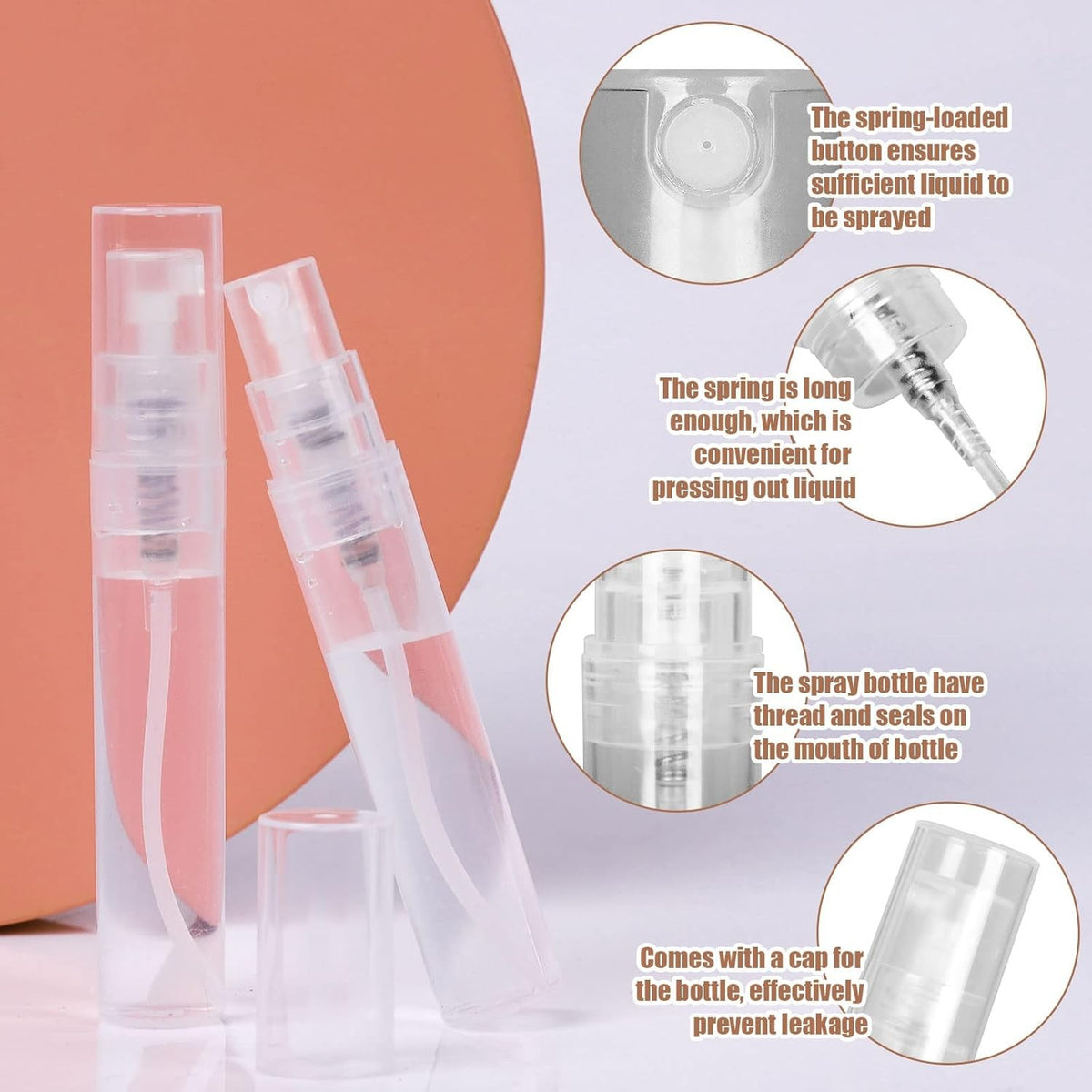 60PCS 5ml Clear Refillable Plastic Spray Bottles for Perfume Travel