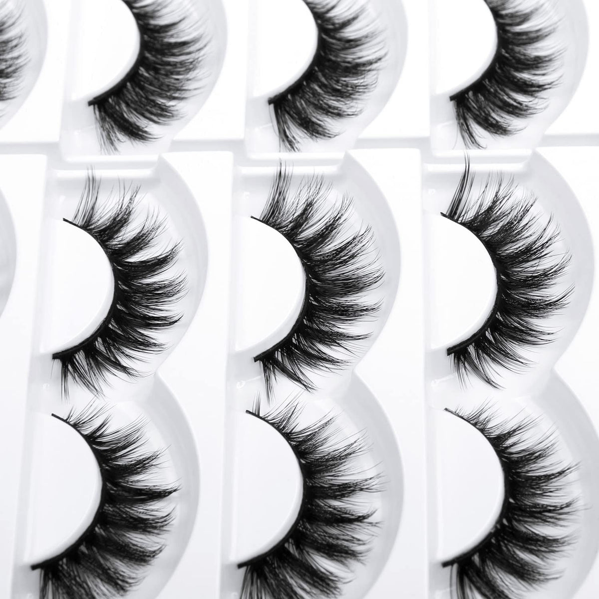 False Eyelashes 15 Pairs Cat Eye 3D Faux Mink Fluffy Natural-Look Lashes