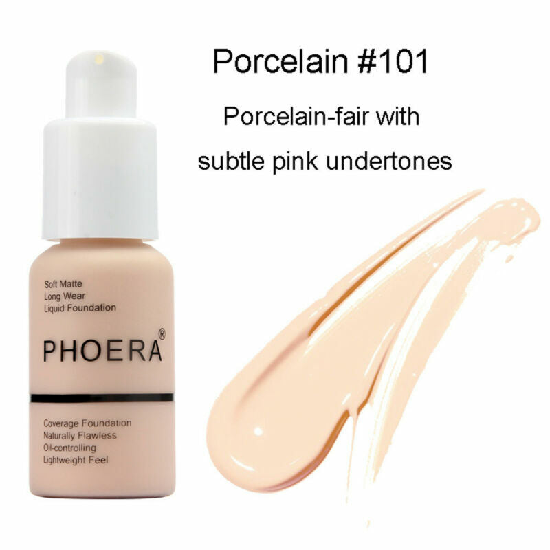 Full Coverage Liquid Foundation Makeup - Long-Lasting, Brightening, Oil Control