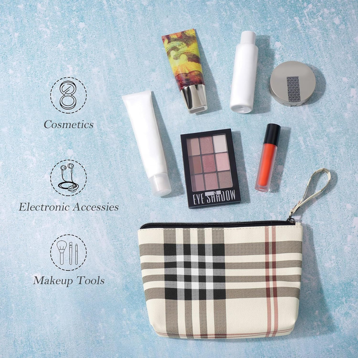 Small Makeup Bag for Travel and Purse - PU Leather Cosmetic Organizer