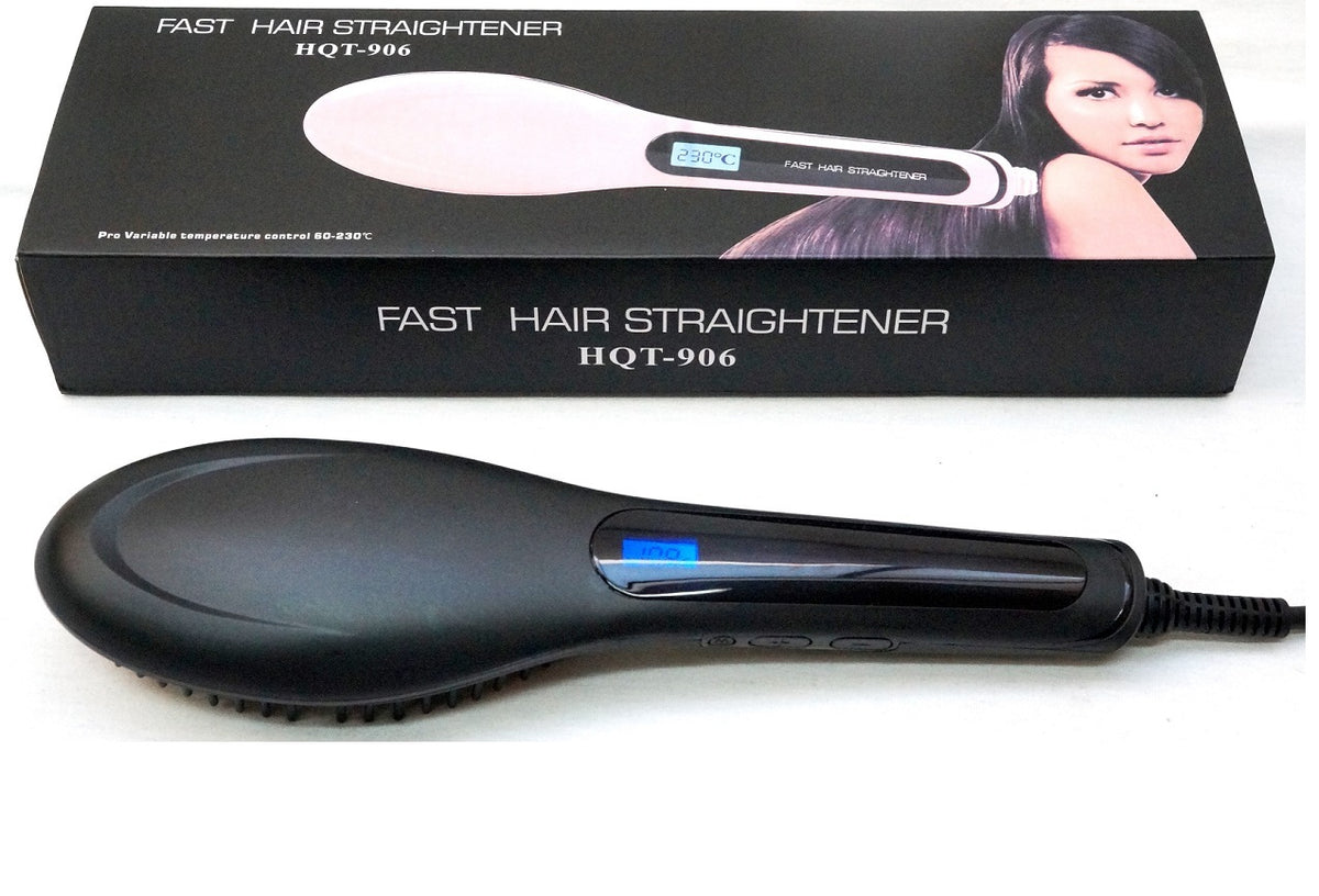 Hair Straightening Brush with Temperature Control – Electronic Flat Iron Comb