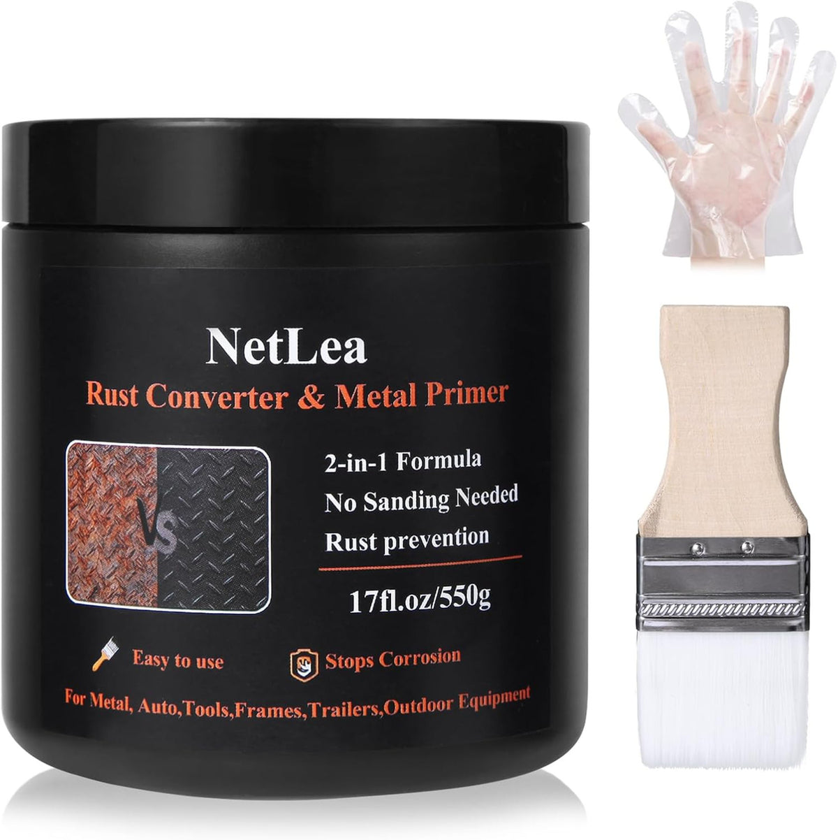 2-in-1 Rust Converter and Primer 17 oz - Direct-to-Rust Black Protective Coating